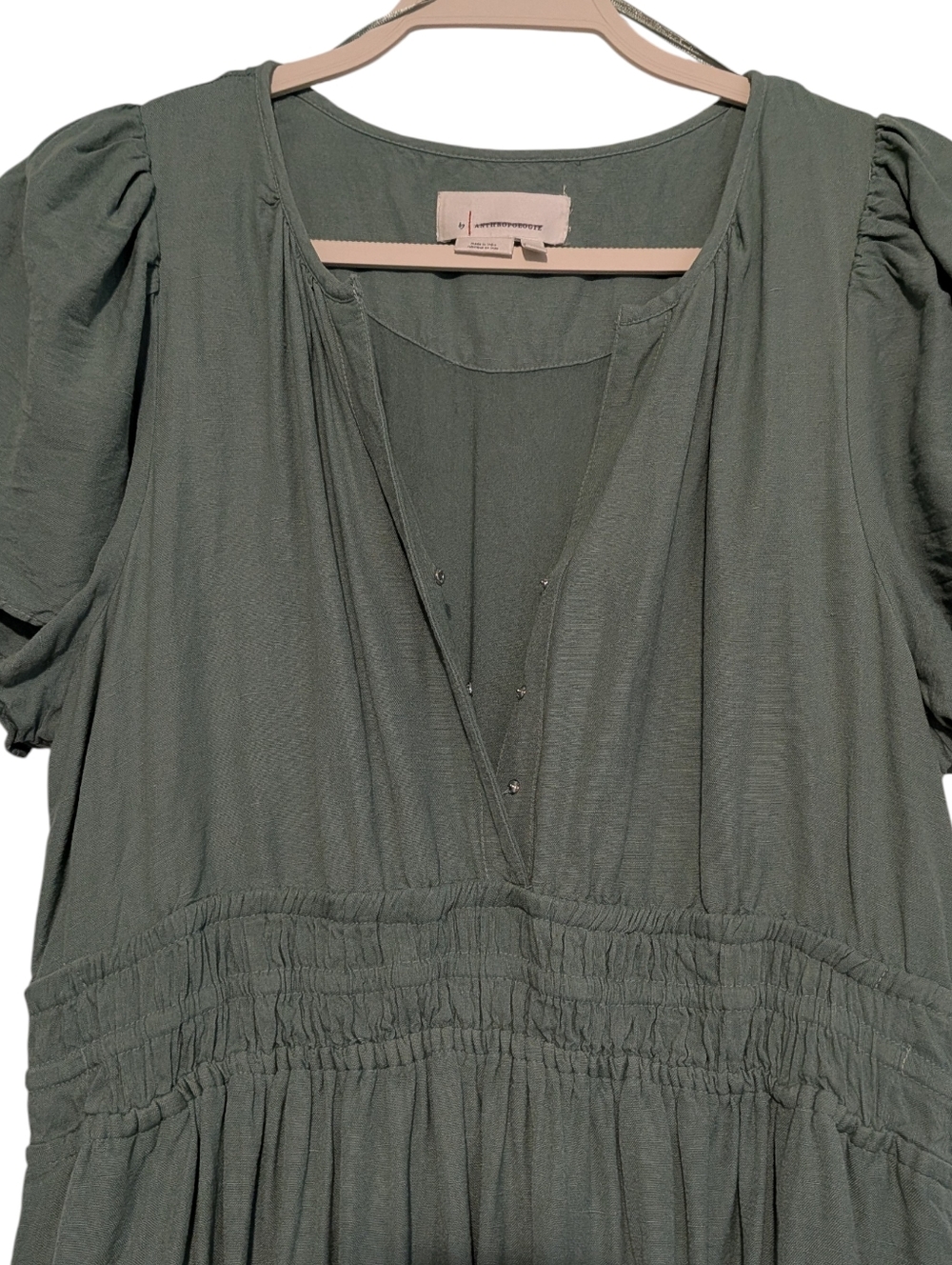 Anthropologie Olive Green Tiered Maxi Dress - Picture 3 of 7